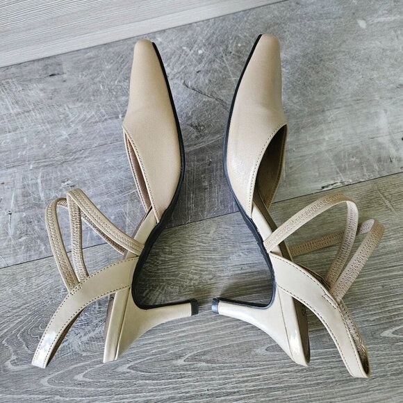 Life Stride Kalea Womens Dress Pump Pointed Toe Taupe Heel Elastic Straps Size 8 - Picture 11 of 15